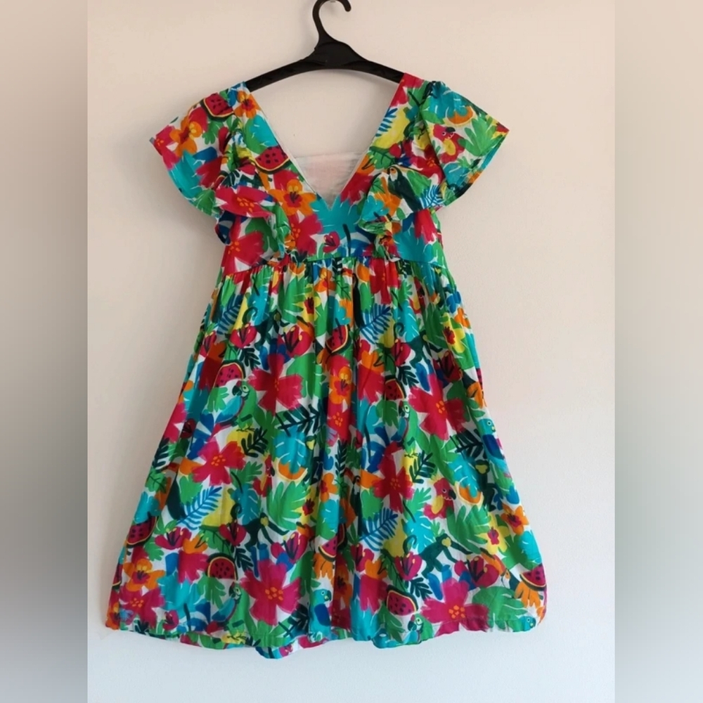 Floral V-Neck Mini Dress in Multicolor